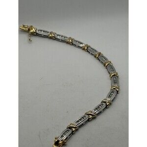 Italian Two-Tone Heart Link Bracelet - Sterling Silver & Gold-Plated Accents JJT